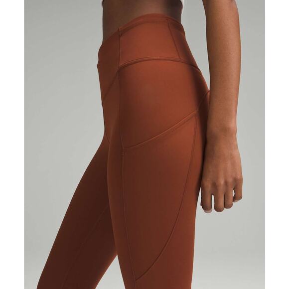 LULULEMON Women's Fast and Free High-Rise Crop 23" Size 8 In Dark Terracotta - Picture 6 of 13